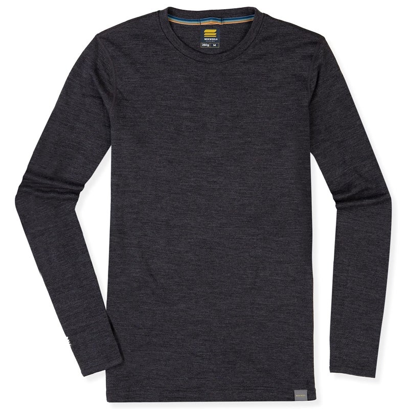 MERIWOOL Mens Base Layer - 100% Merino Wool Midweight Long Sleeve Thermal Shirt Charcoal Gray - Image 3